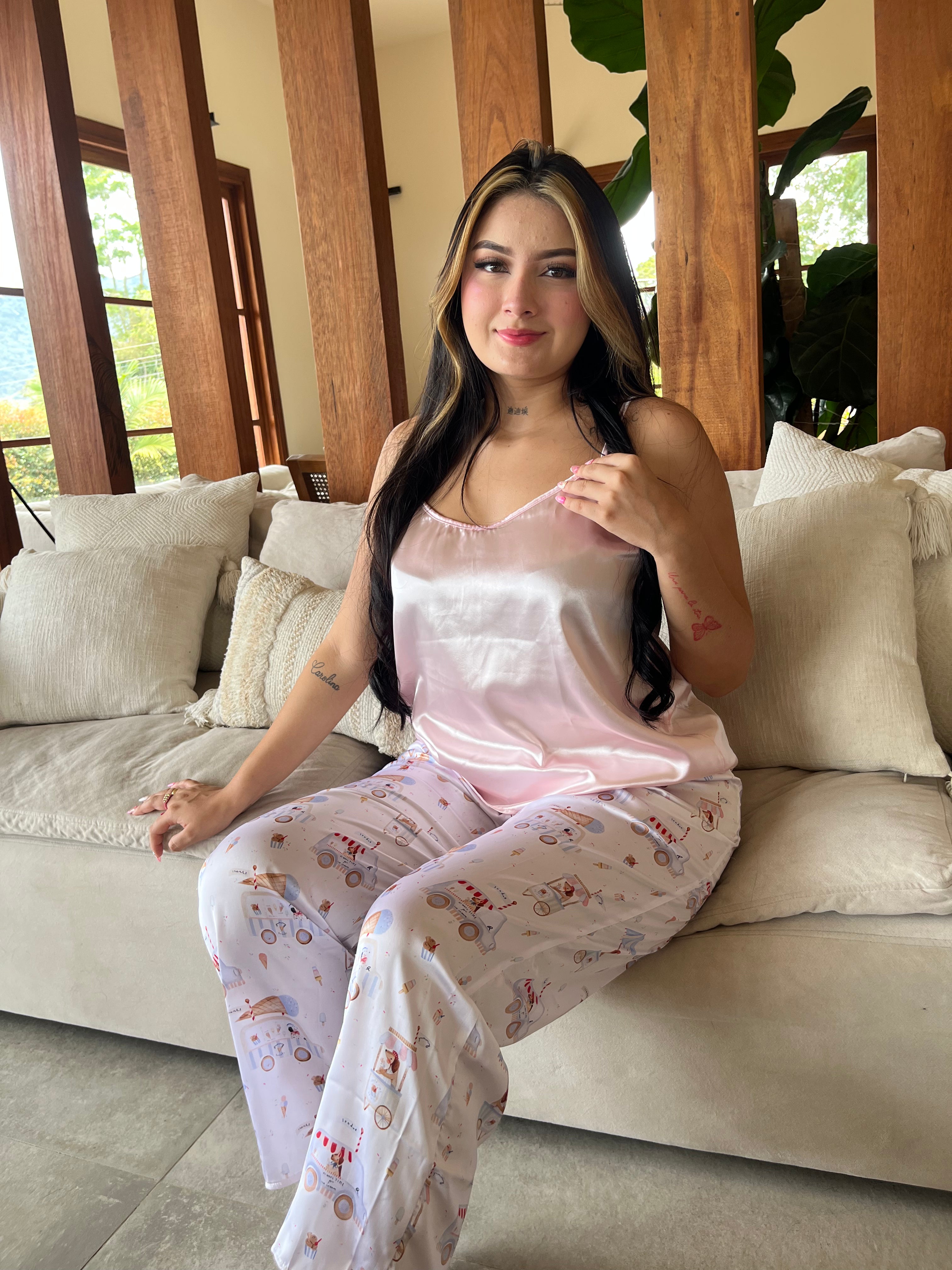 Pijama pantalon satinn