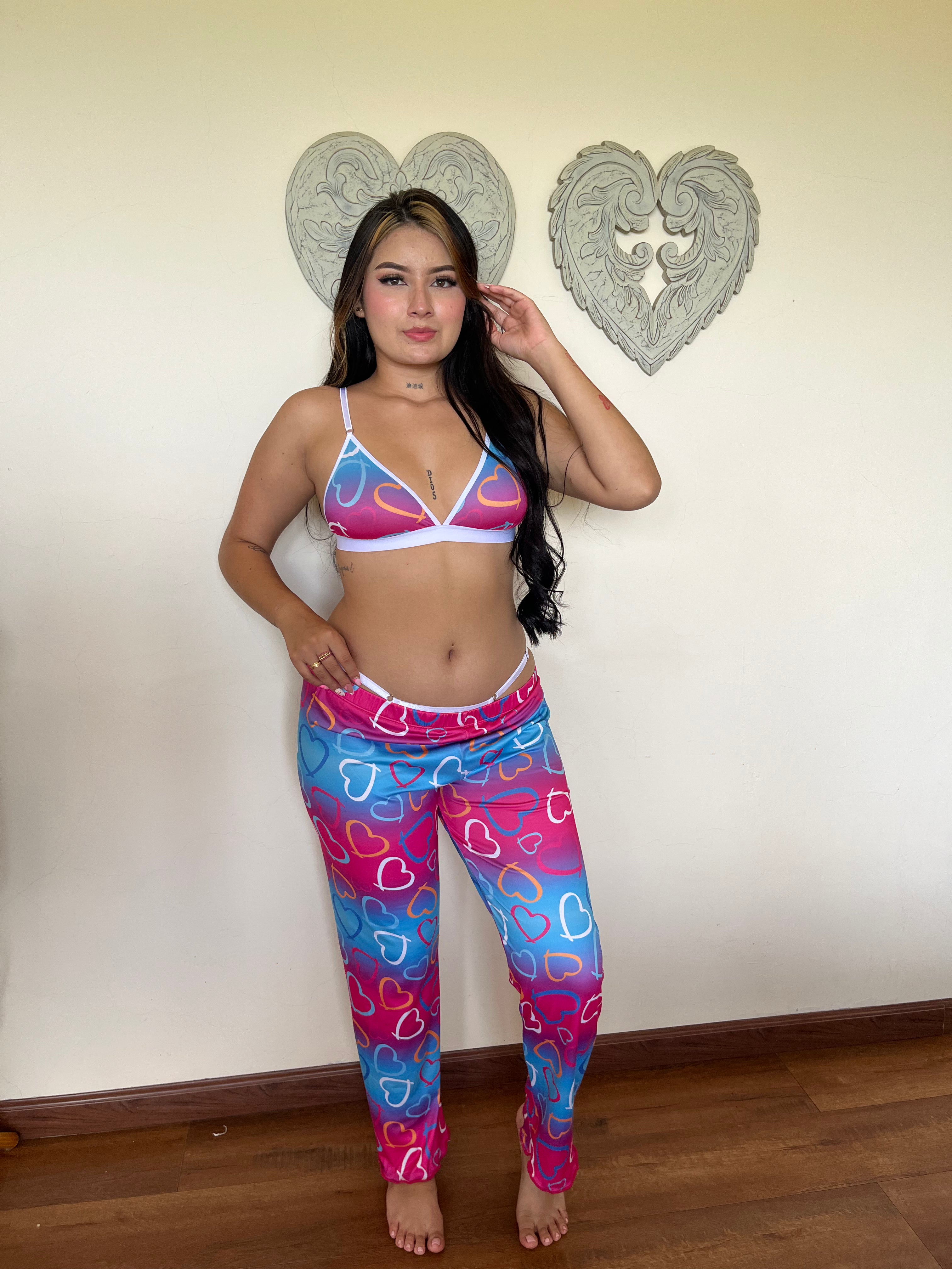 Conjunto encanto total stich corazones